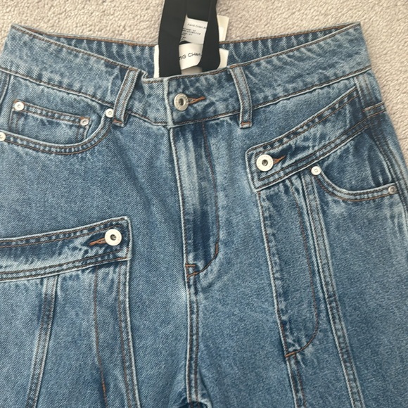 FENG CHEN WANG Blue Deconstructed Jeans - Picture 7 of 8